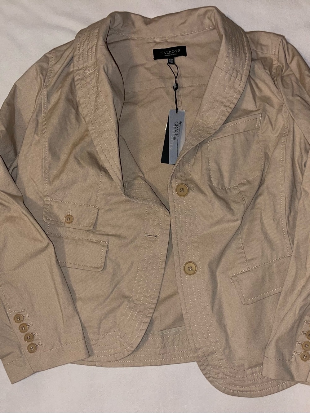 Talbots Beige Cotton Blazer Jacket